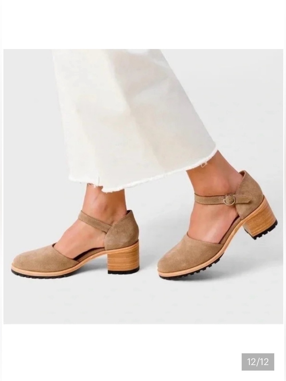 Women's Suede Mary Jane Block Heel - Taupe